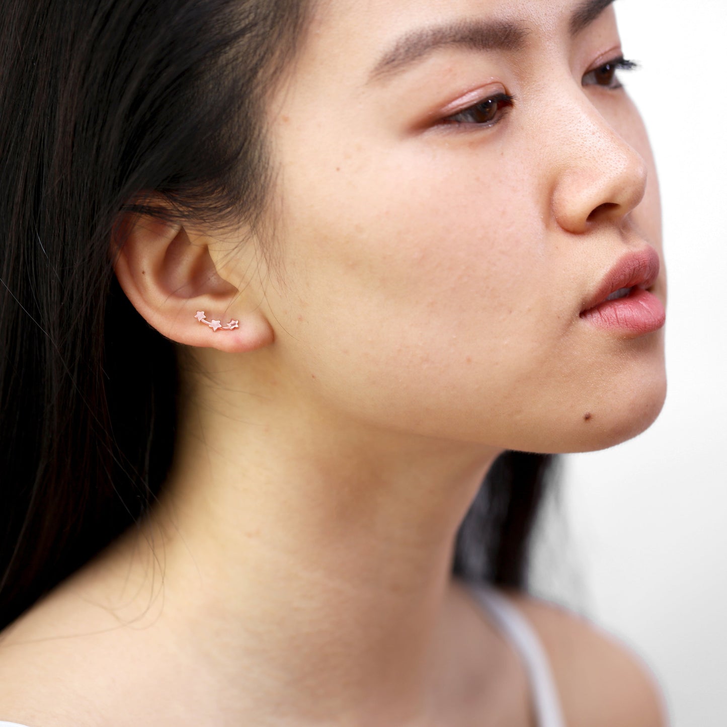 Rosévergoldet Sterlingsilber Dreifach Sternschnuppe Ohrstecker