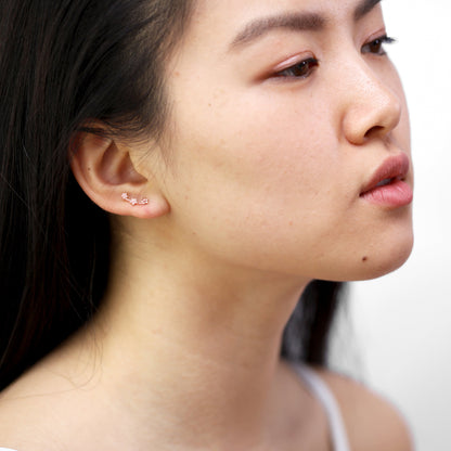 Rosévergoldet Sterlingsilber Dreifach Sternschnuppe Ohrstecker