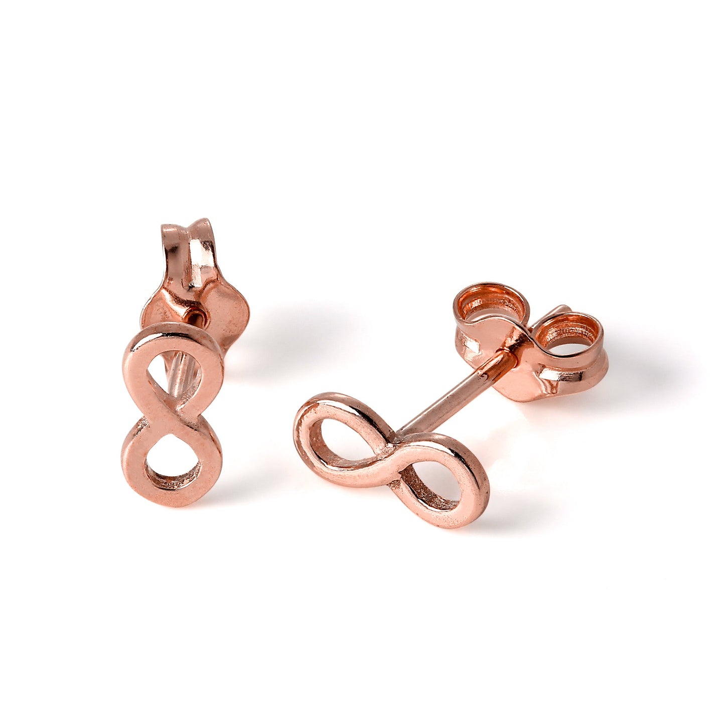 Small Rose Gold Plated Sterling Silver Infinity Loop Stud Earrings