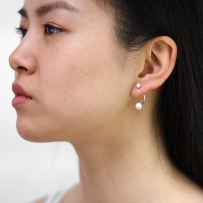 Sterlingsilber Mantel Ohrstecker mit CZ Kristall & Perle