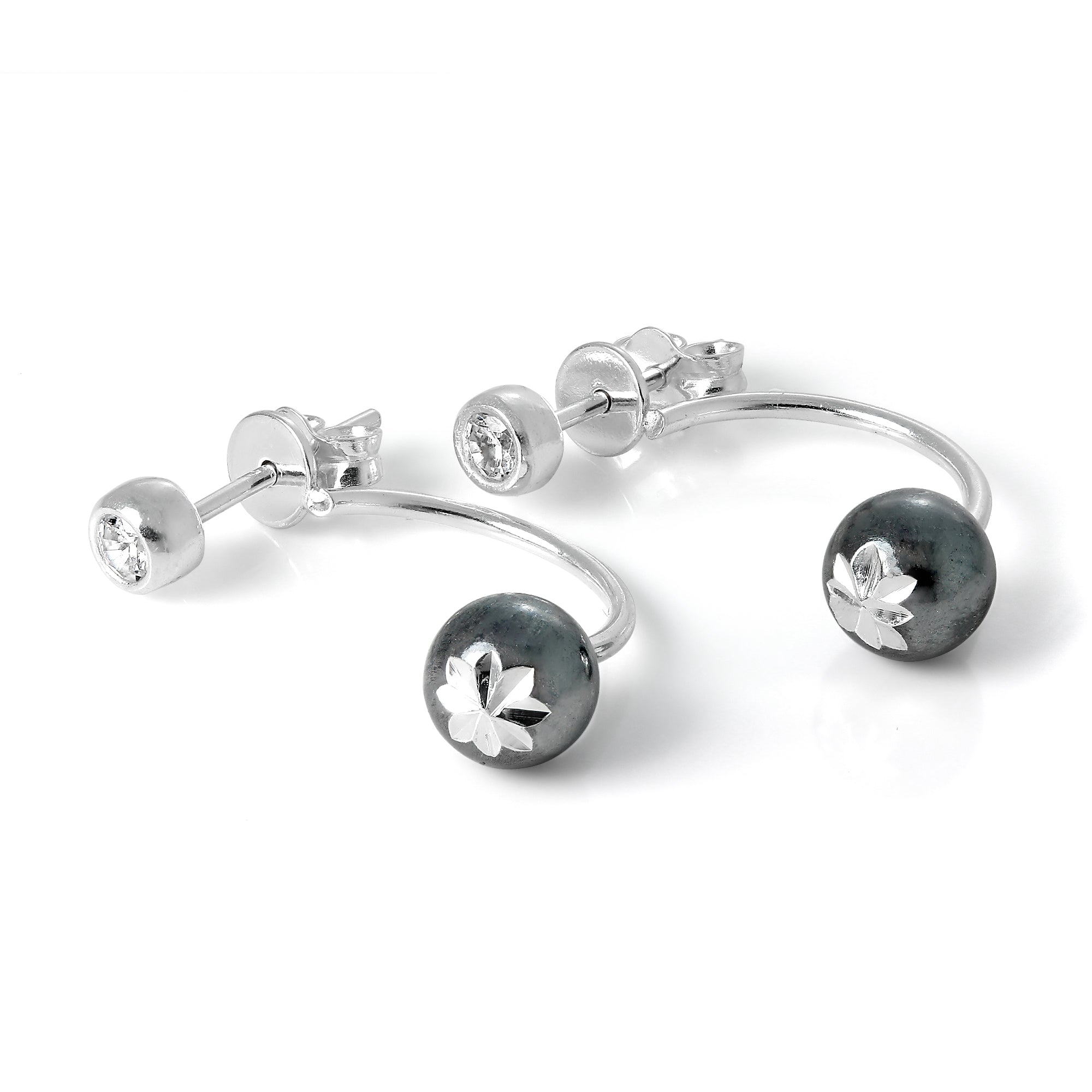 Diamantschliff Sterlingsilber Mantel Ohrstecker mit CZ Kristall