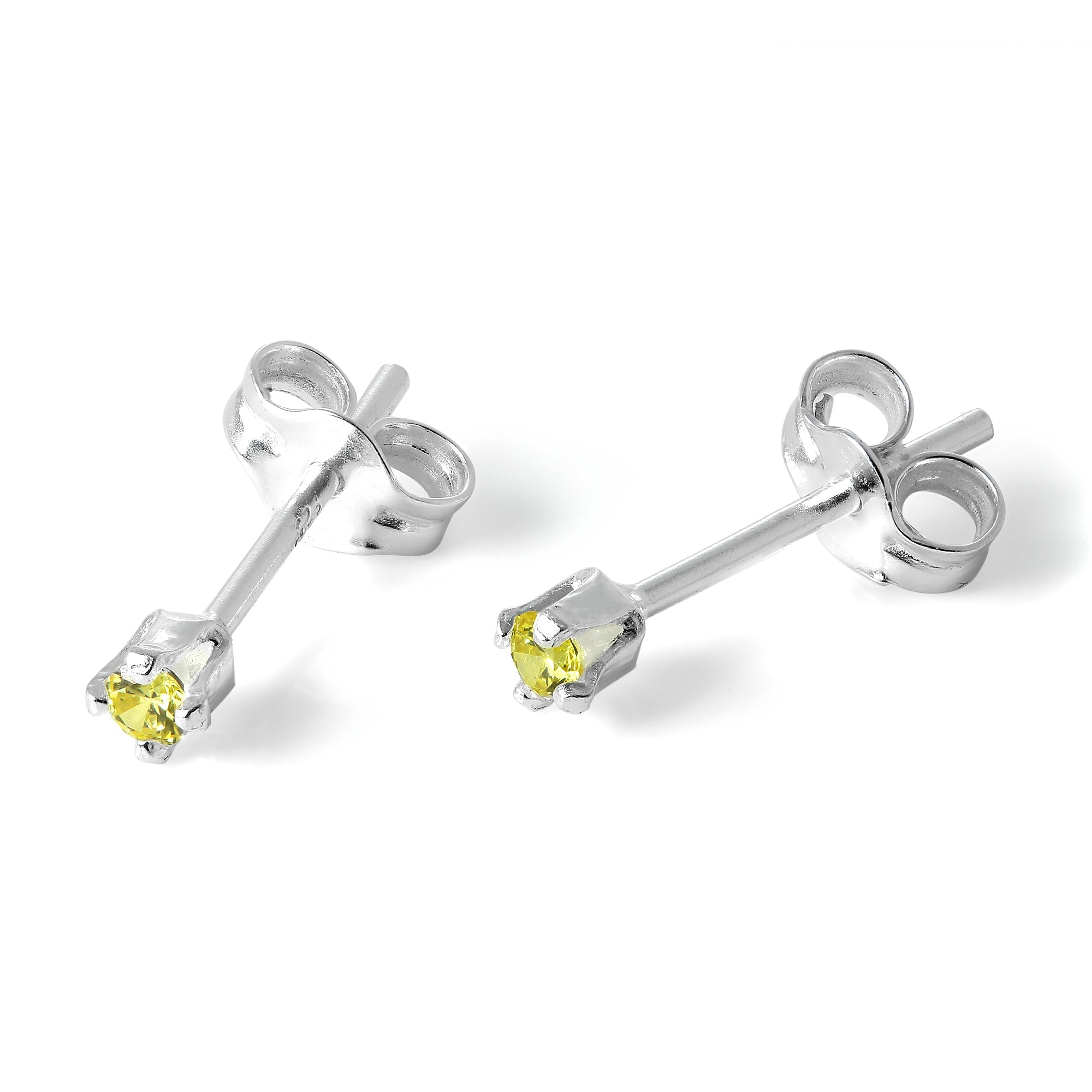 Sterlingsilber & 2 mm runde CZ-Kristall-Ohrstecker