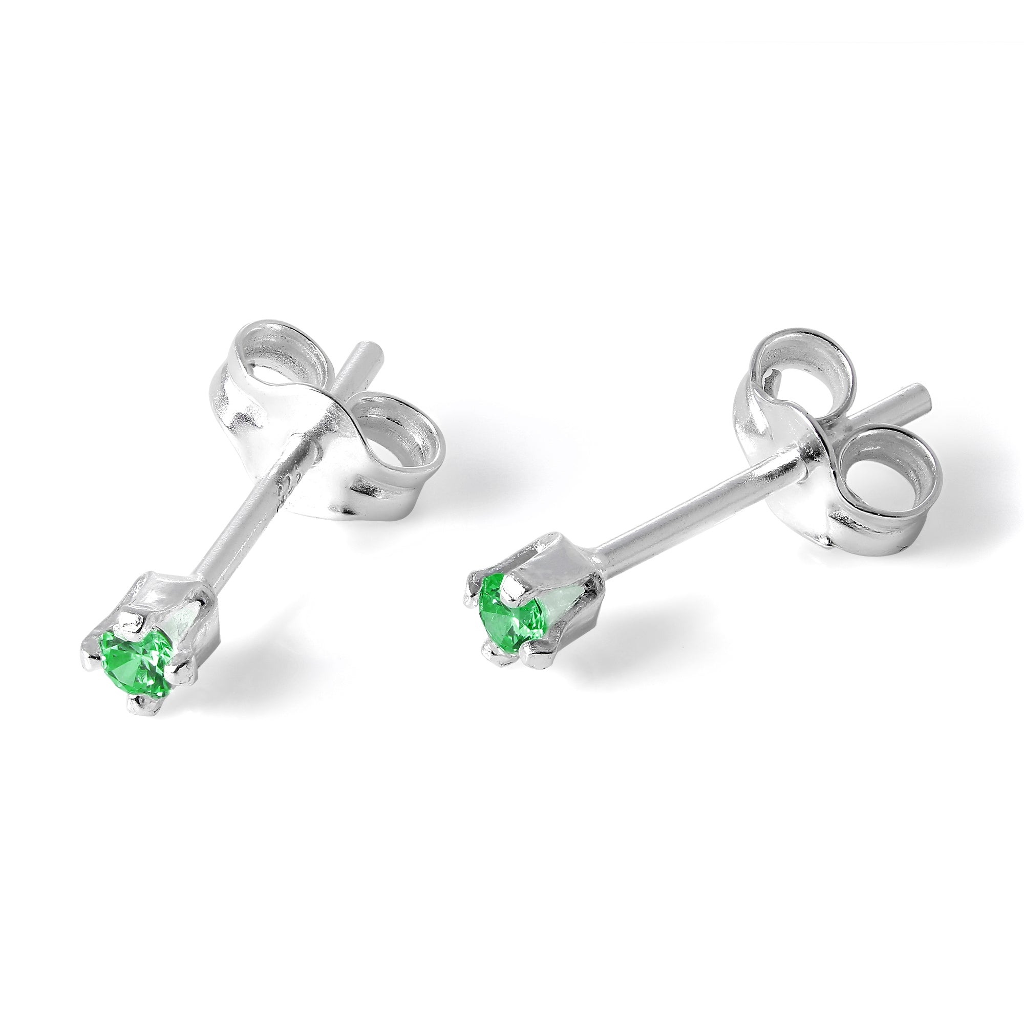 Sterlingsilber & 2 mm runde CZ-Kristall-Ohrstecker