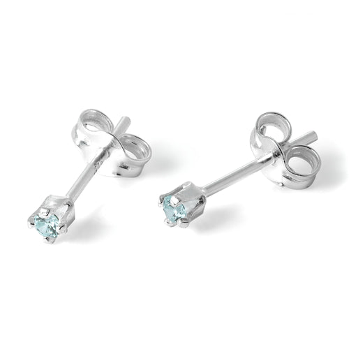 Sterlingsilber & 2 mm runde CZ-Kristall-Ohrstecker