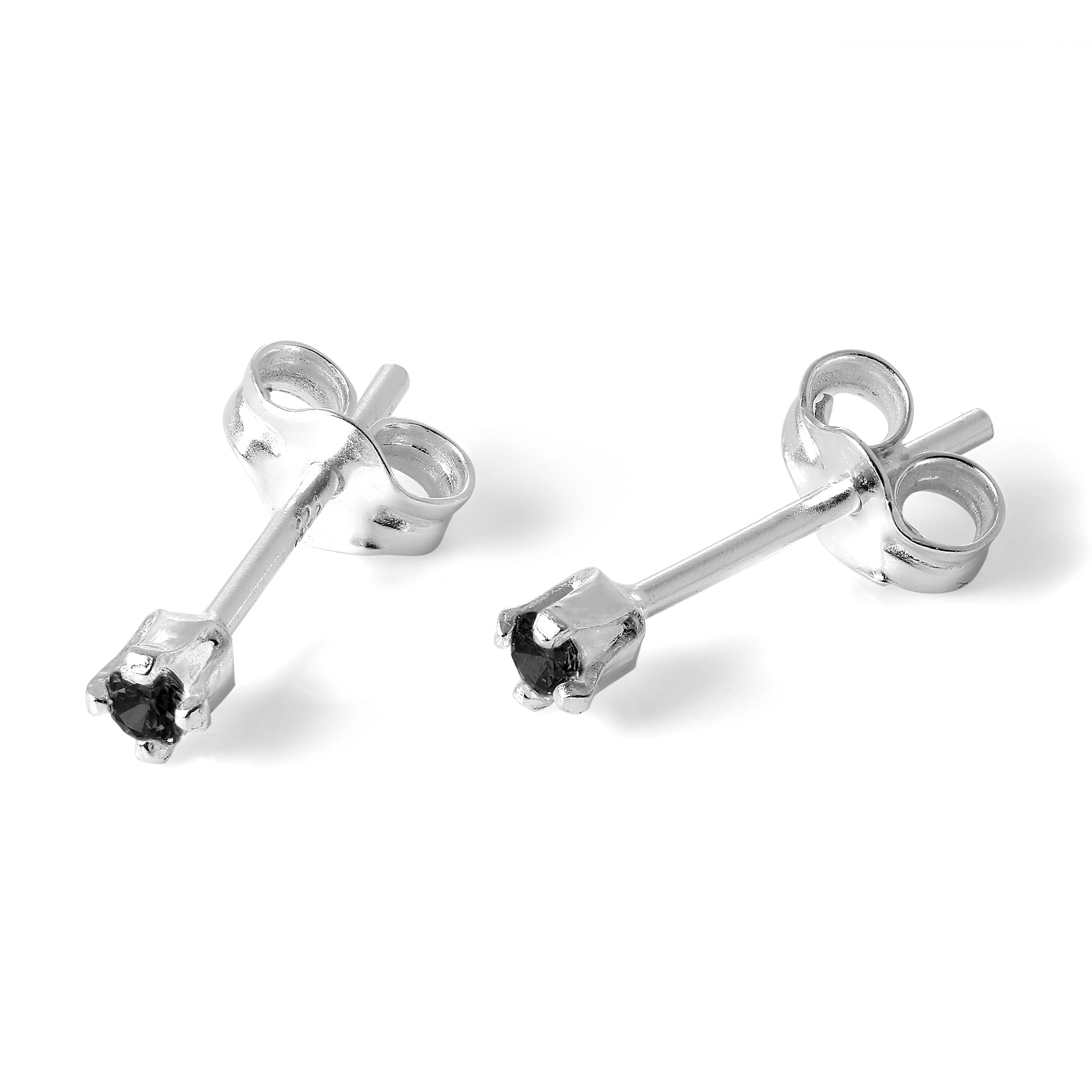 Sterlingsilber & 2 mm runde CZ-Kristall-Ohrstecker