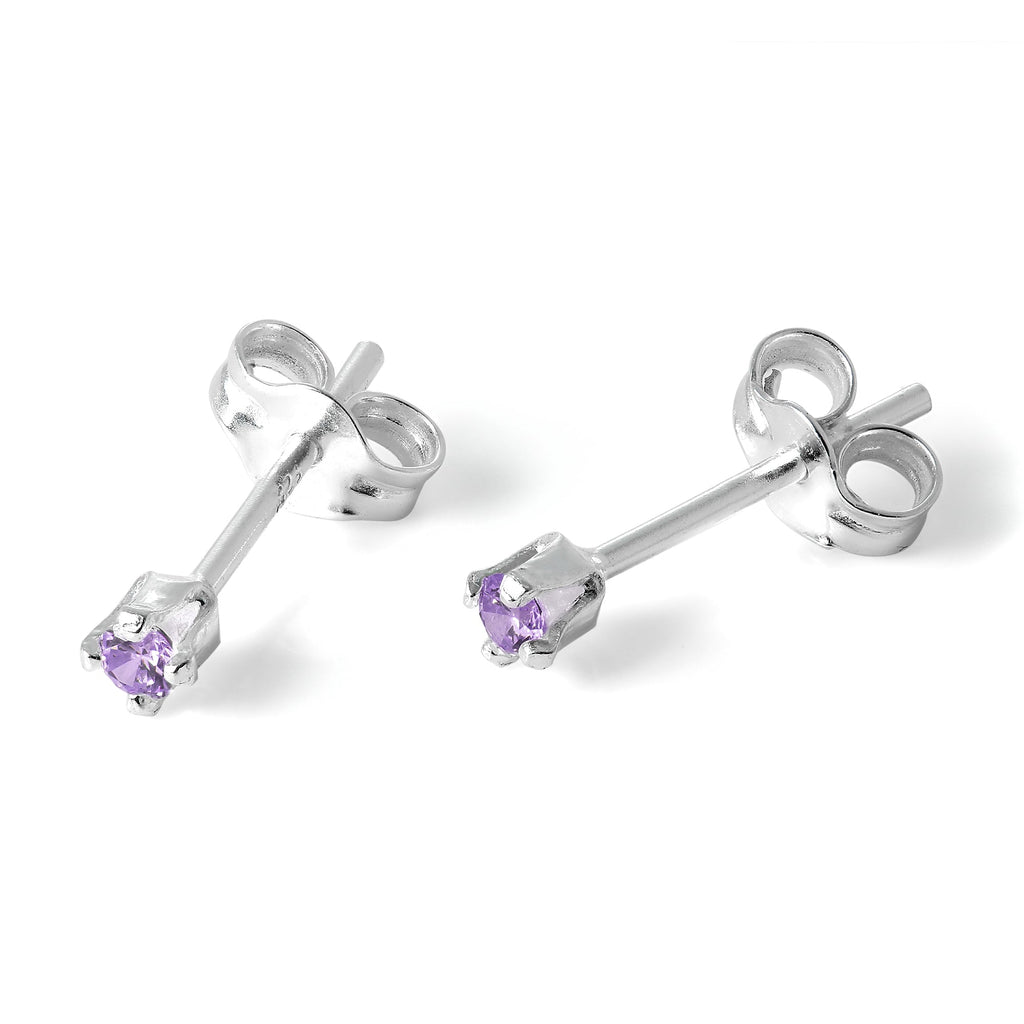 Sterlingsilber & 2 mm runde CZ-Kristall-Ohrstecker