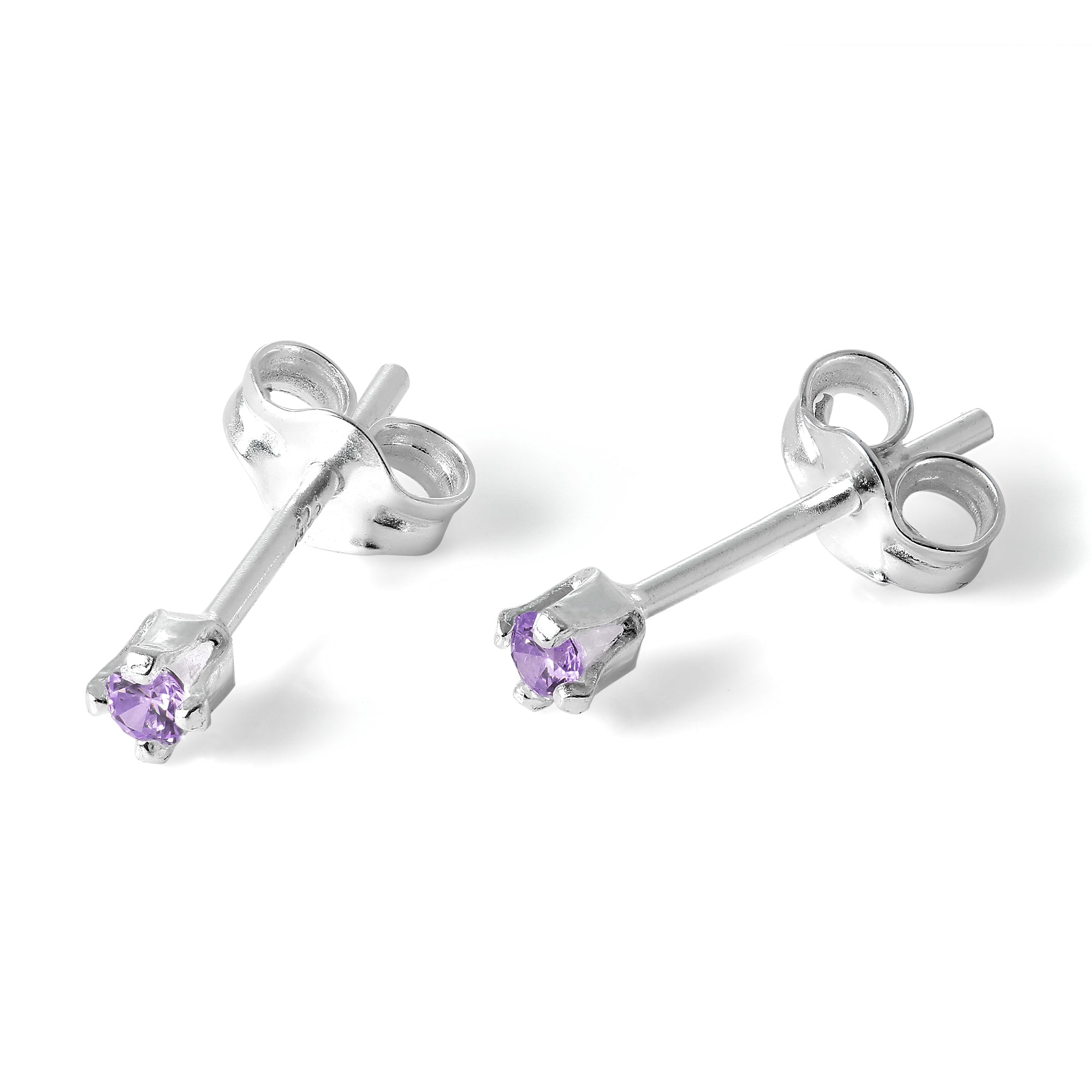 Sterlingsilber & 2 mm runde CZ-Kristall-Ohrstecker