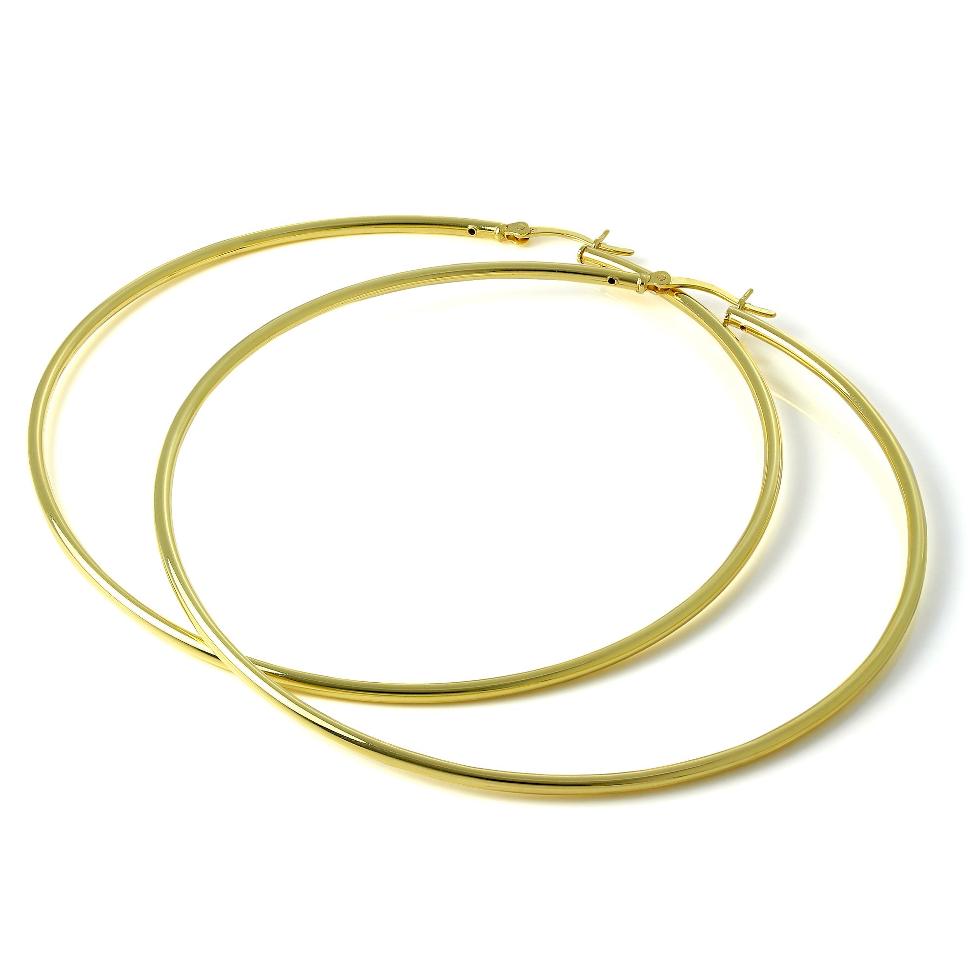 Vergoldete Sterlingsilber 2 mm Röhrenohrringe 12 mm - 80 mm