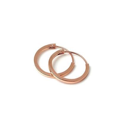 Rose Gold Sterling Silber 1mm Quadratische Schläferohrringe 12mm - 40mm