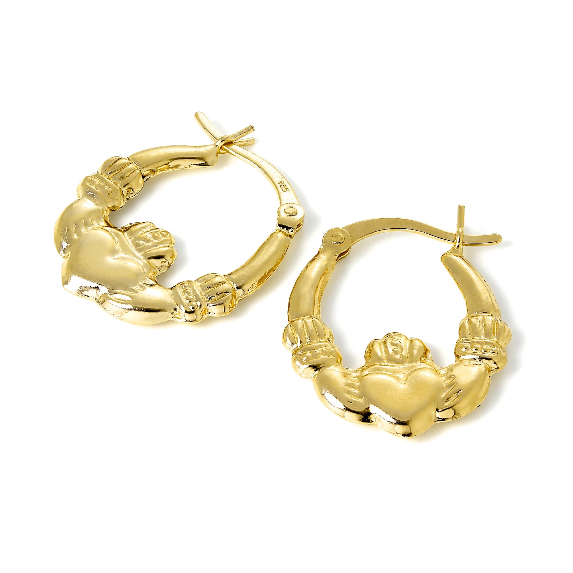 Vergoldet Sterlingsilber Claddagh Creolen Ohrringe