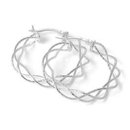 Sterlingsilber Geflochten 30 mm Creolen Ohrringe