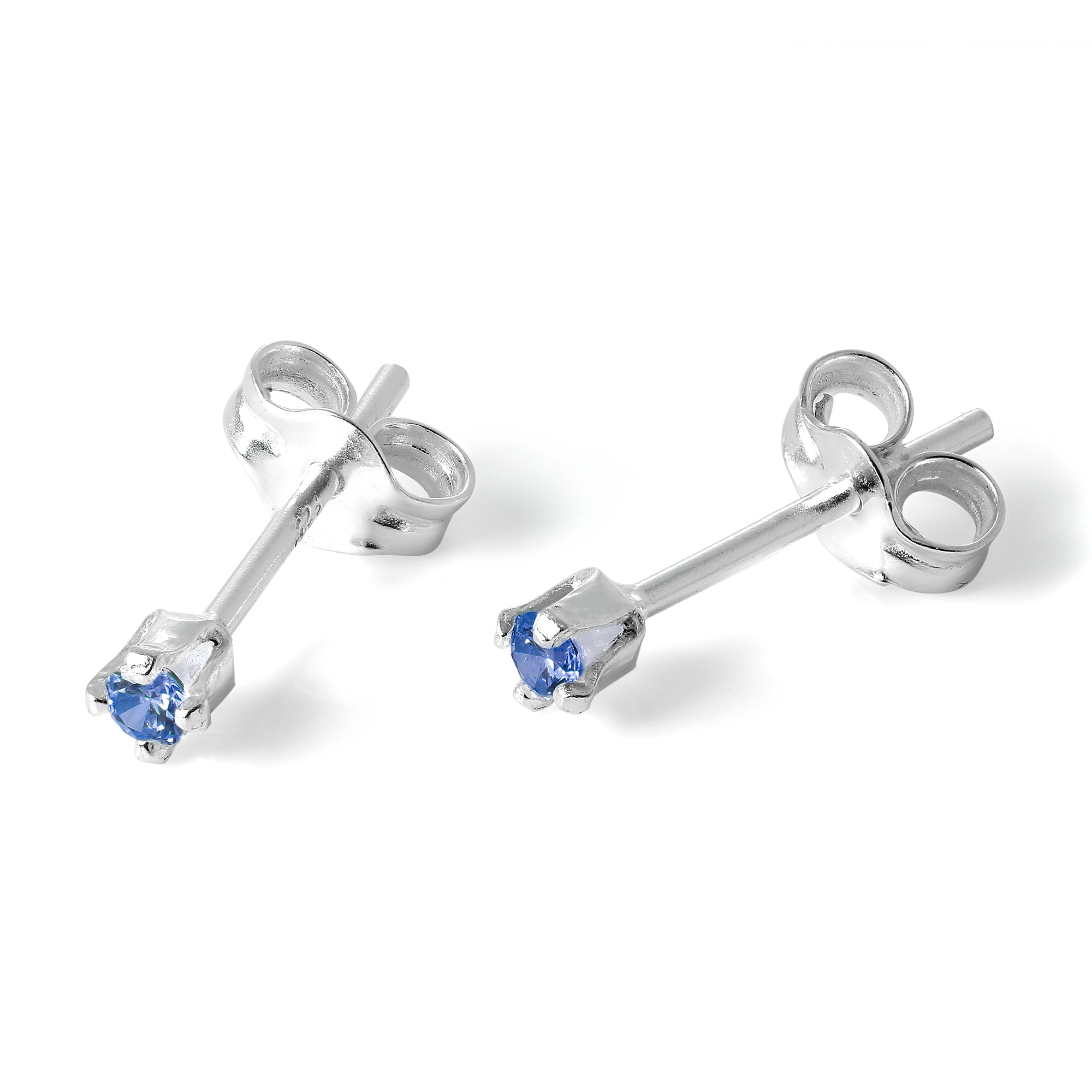 Sterlingsilber & 2 mm runde CZ-Kristall-Ohrstecker