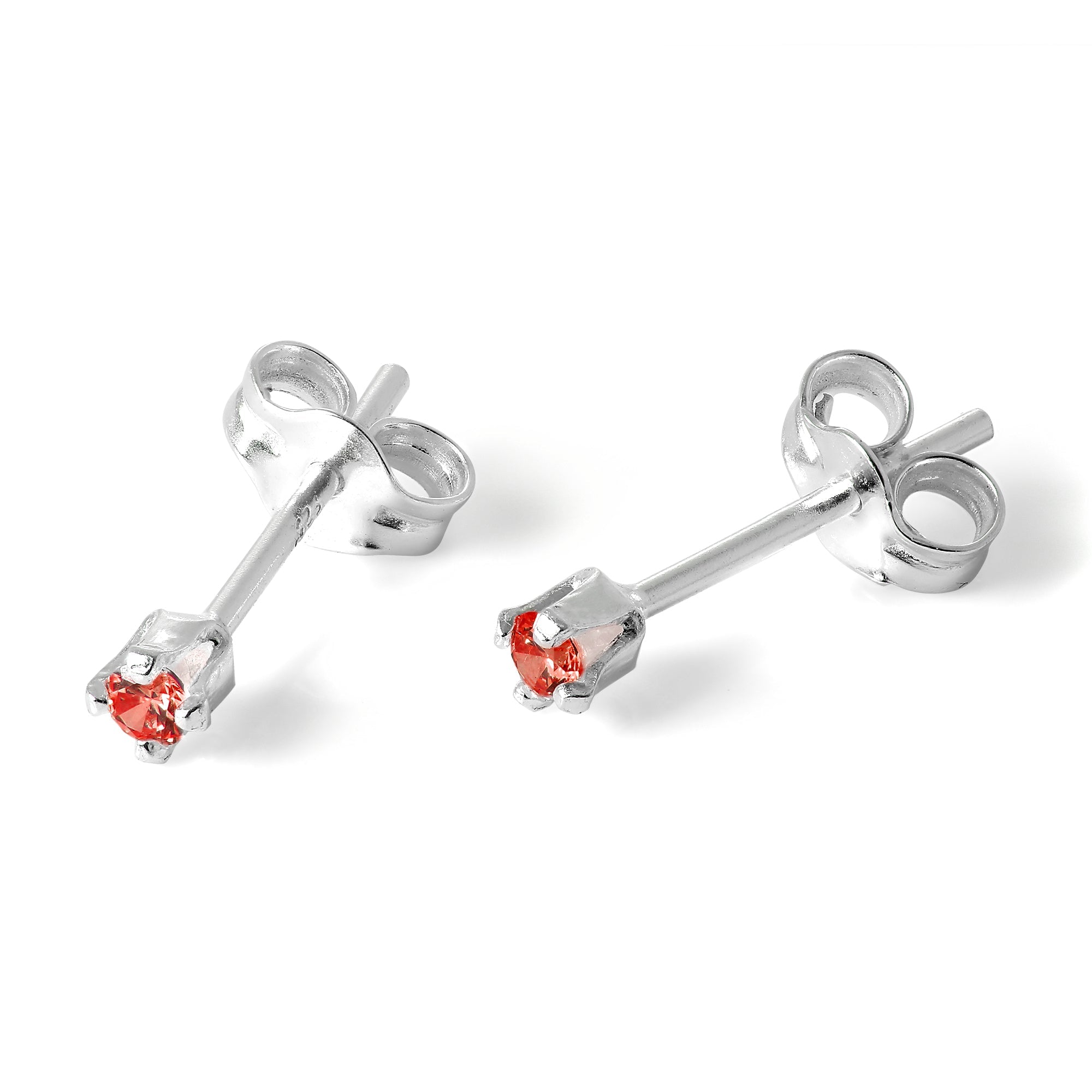 Sterlingsilber & 2 mm runde CZ-Kristall-Ohrstecker