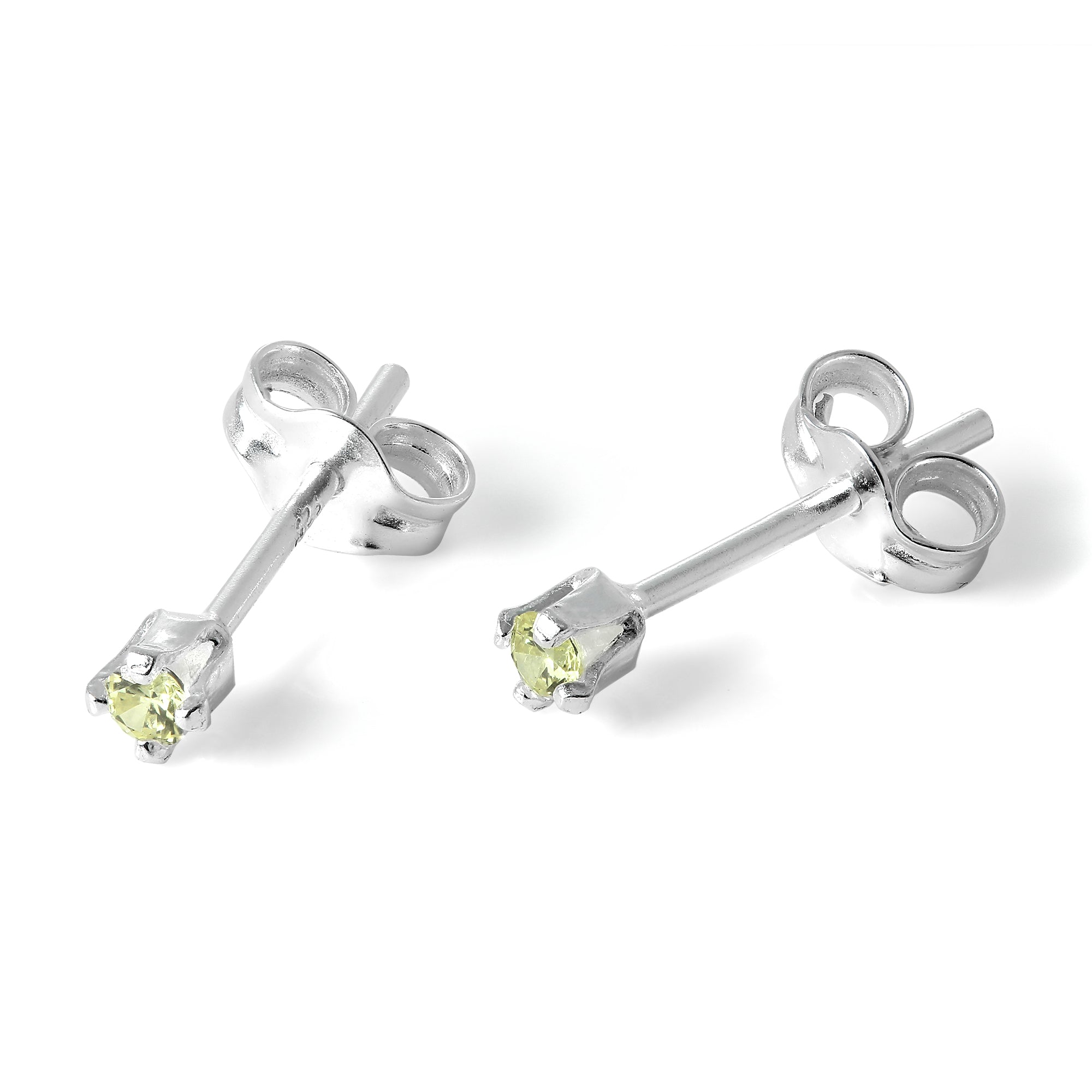 Sterlingsilber & 2 mm runde CZ-Kristall-Ohrstecker