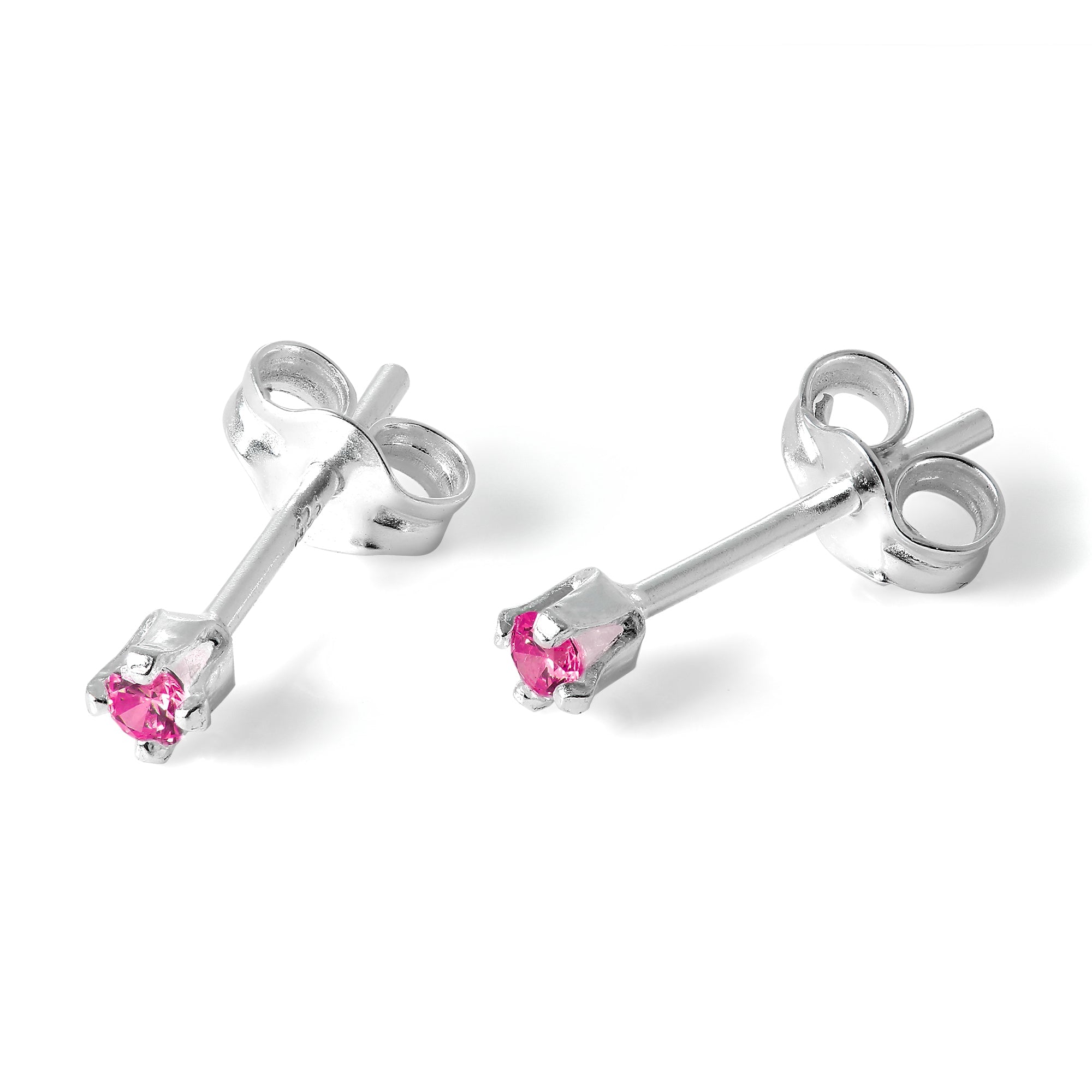Sterlingsilber & 2 mm runde CZ-Kristall-Ohrstecker