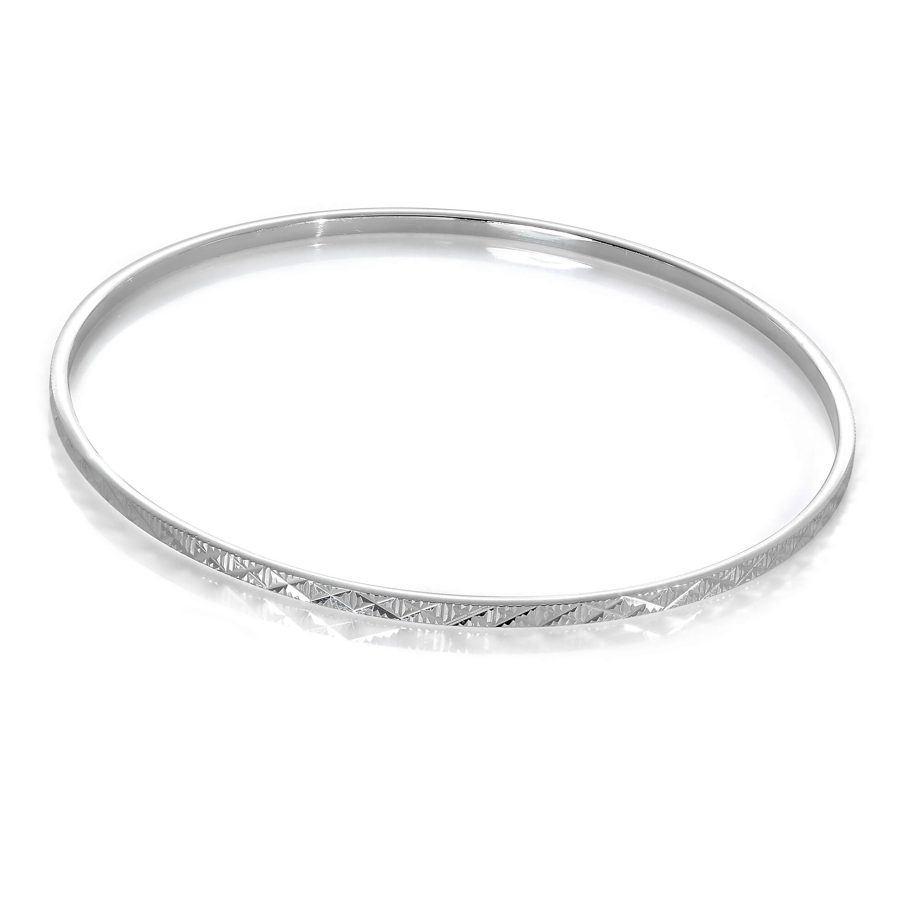 Sterlingsilber Diamantschliff Kuss 66 mm Stapel Armreif