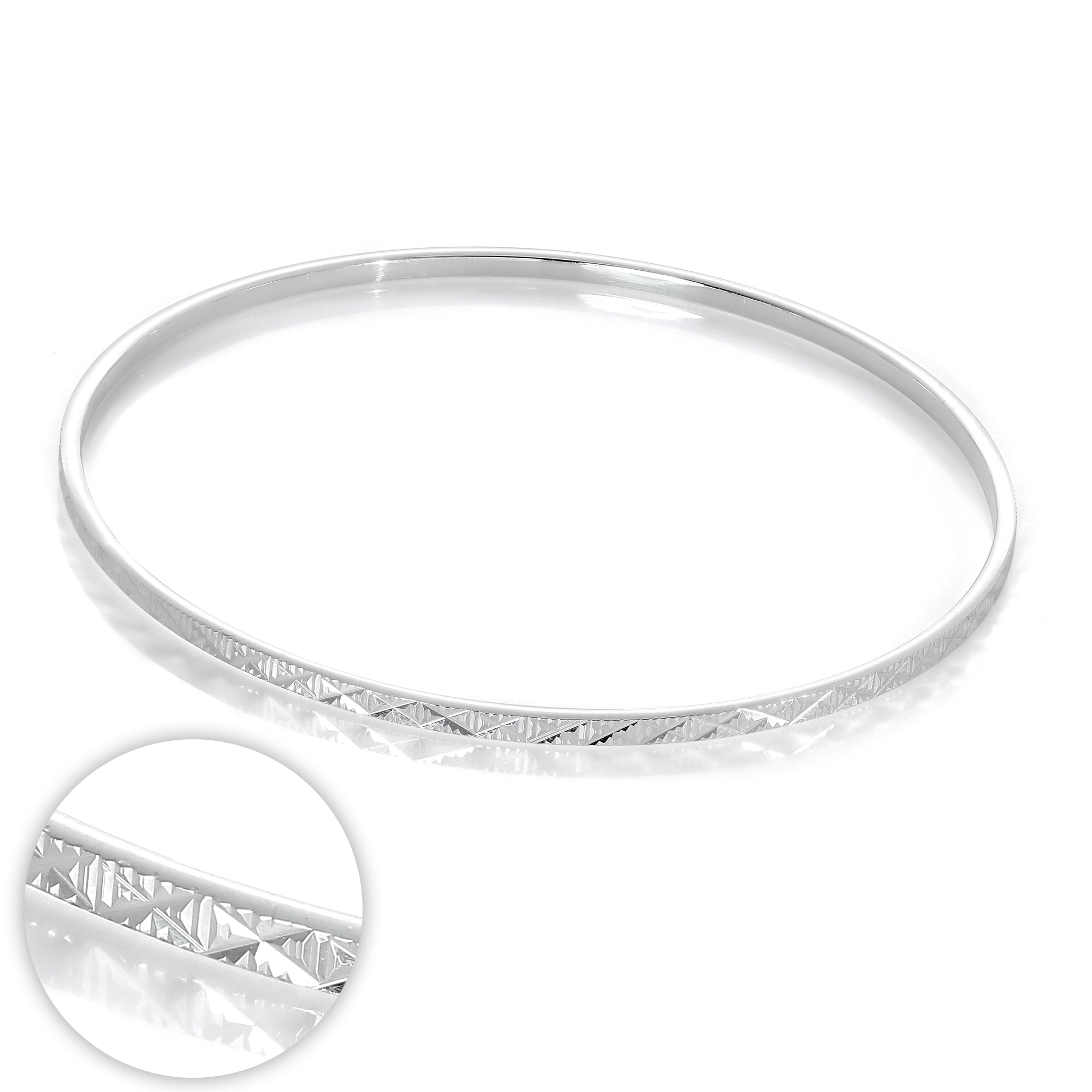 Sterlingsilber Diamantschliff Kuss 66 mm Stapel Armreif