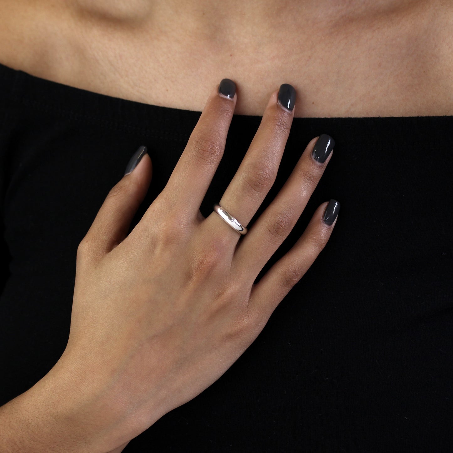 Sterling-Silber-Ehering in D-Form, 4 mm Größe I – Z+6