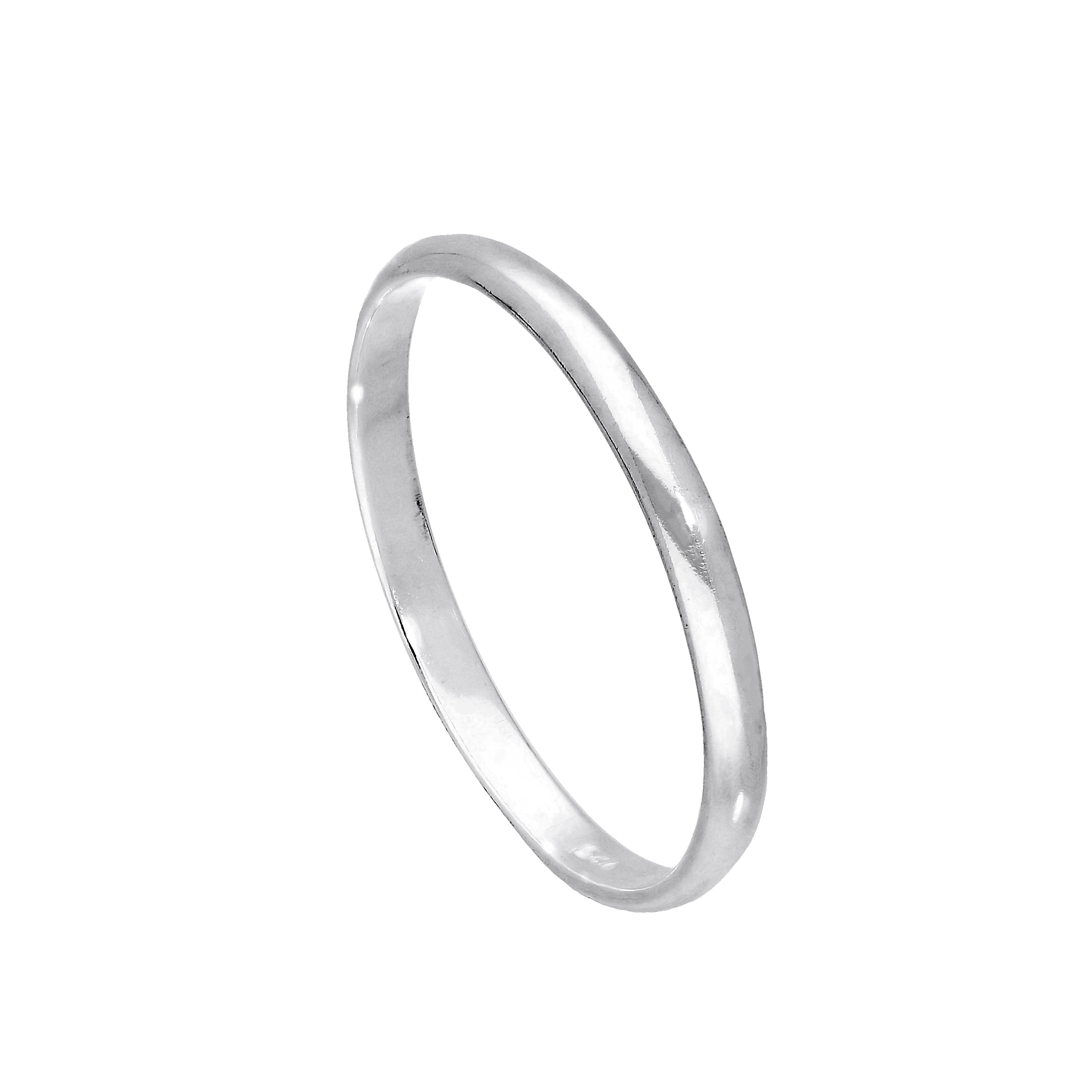 Sterlingsilber 2 mm D-förmiger Ehering Größe E - W