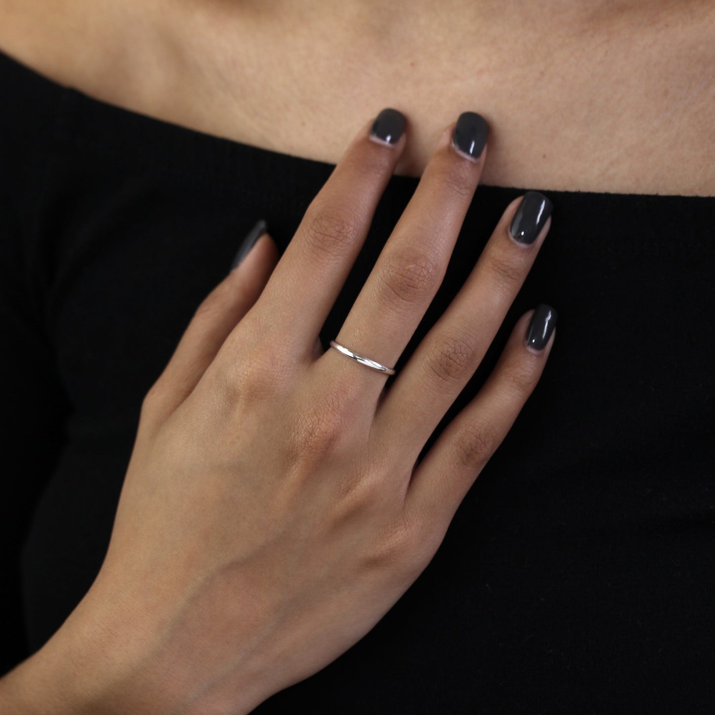 Sterling Silber 2 mm D-förmiger Ehering Größe E - W