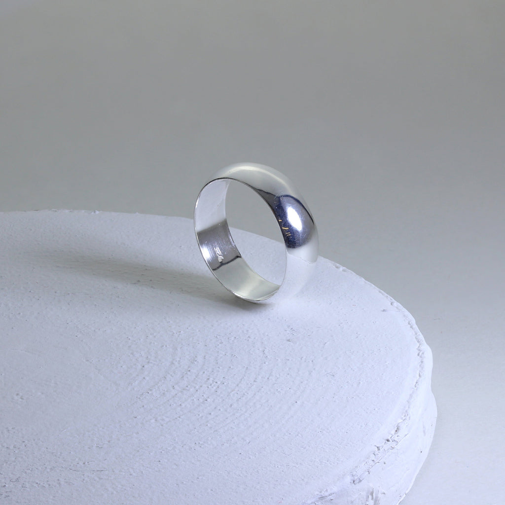 Sterlingsilber 5 mm D - Förmig Ehering Größe 15 - 23 3/4