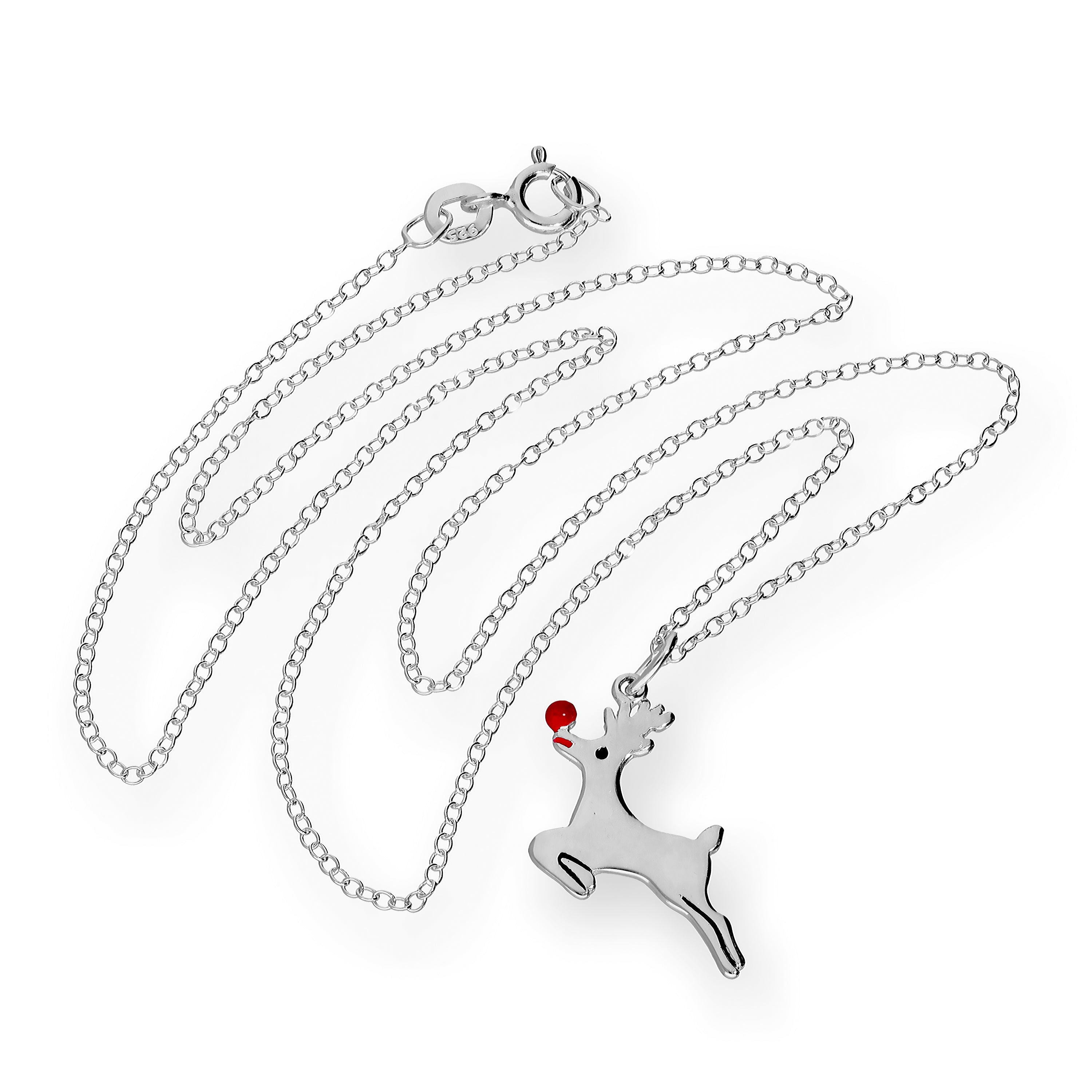 Sterlingsilber 45,5 cm Weihnachts Rentier Halskette