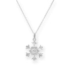 Groß Sterlingsilber & CZ Kristall Schneeflocke 45,5 cm Halskette