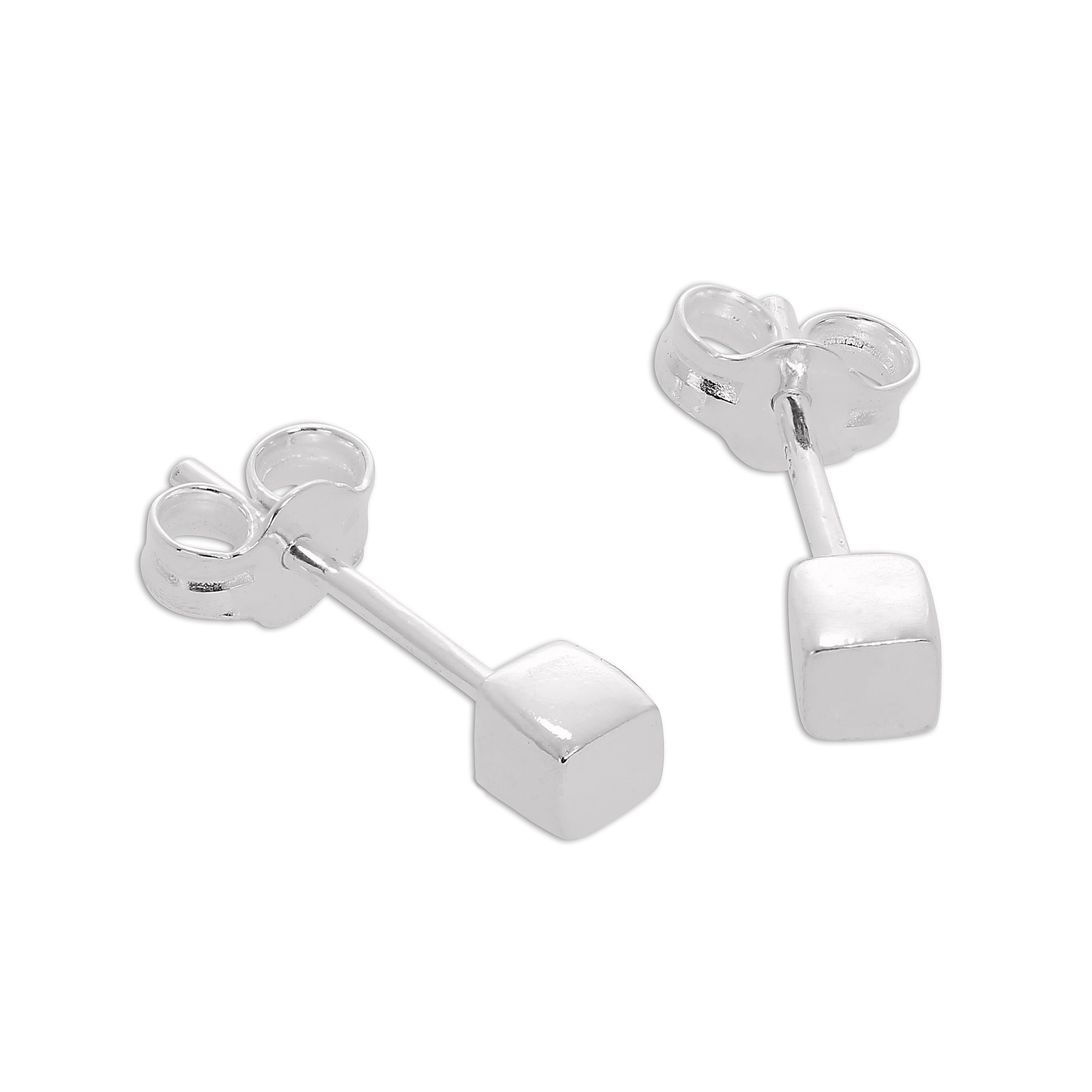 Sterlingsilber 3 mm Würfel Ohrstecker