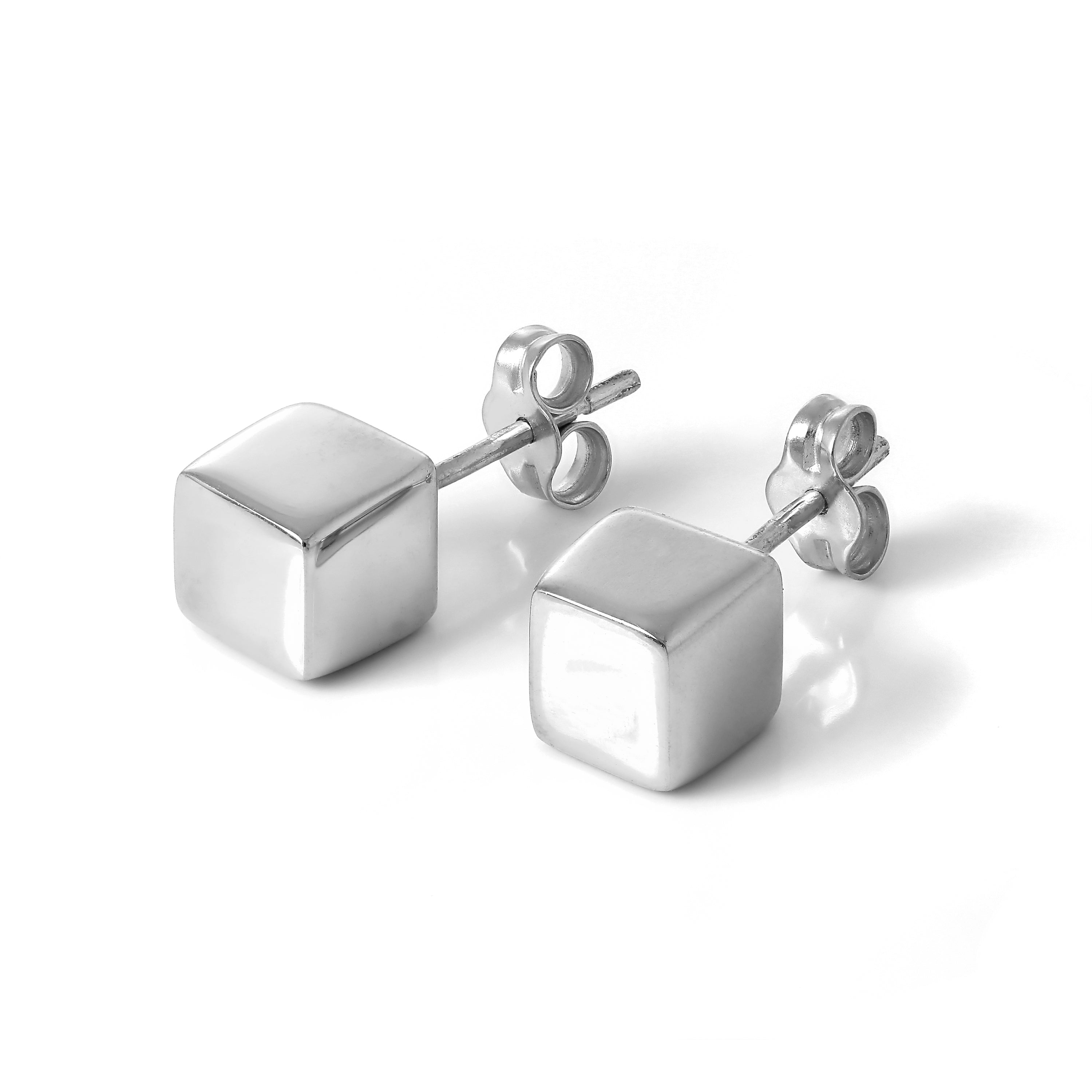 Sterlingsilber 6 mm Würfel Ohrstecker
