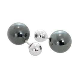Sterlingsilber Doppelseitig Schwer 8 mm Zweifarbig Kugel Ohrstecker