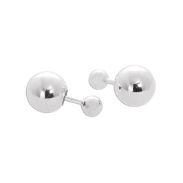 Sterlingsilber Doppelseitig 4 mm & 8 mm Kugel Ohrstecker