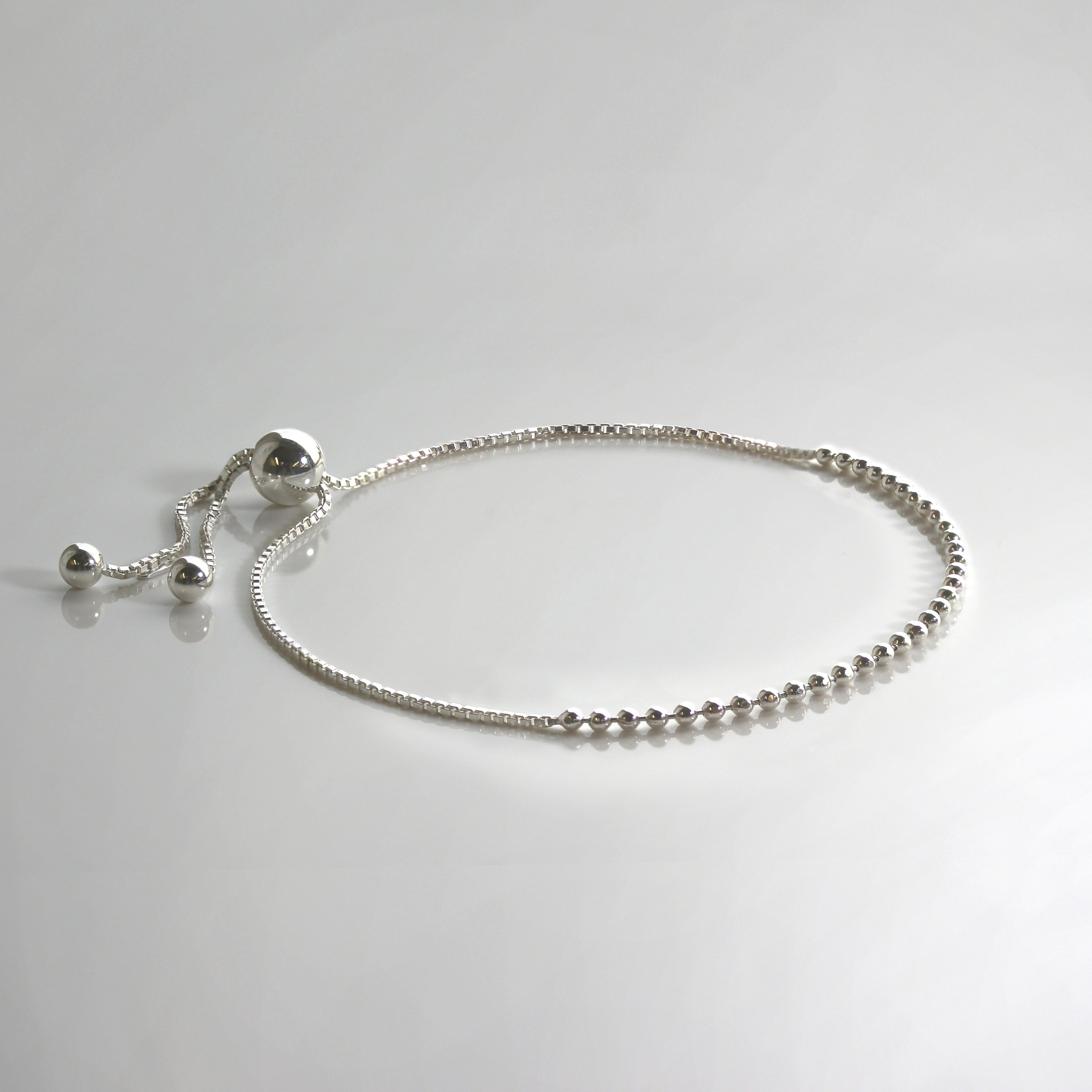 Sterlingsilber 25,5 cm Kugelkette & Kastenkette Verstellbar Armband