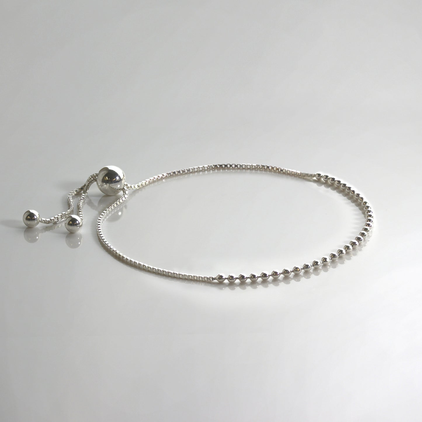 Sterlingsilber 25,5cm Kugelkette & Kastenkette Verstellbar Armband