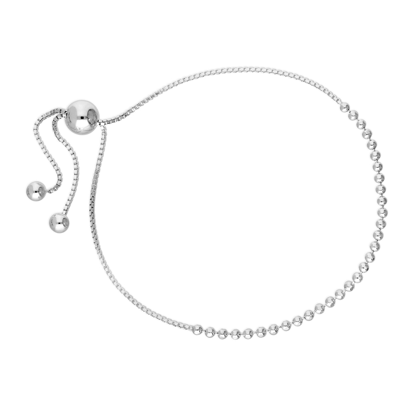 Sterlingsilber 25,5cm Kugelkette & Kastenkette Verstellbar Armband