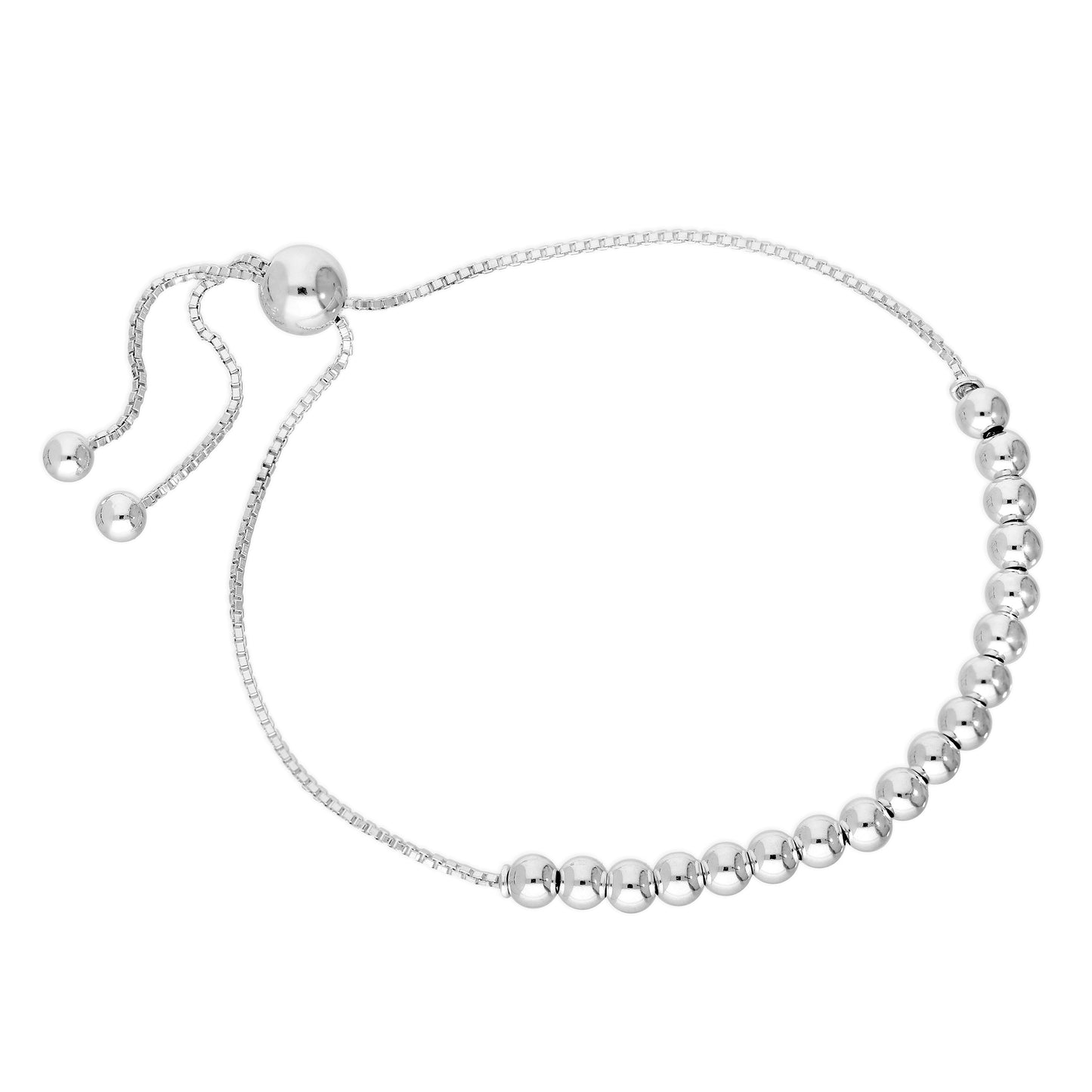 Sterlingsilber Kastenkette & Groß Kugelkette Verstellbar Armband