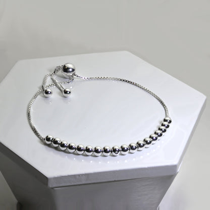 Sterling Silver Box Chain & Large Bead Chain Adjustable Bracelet
