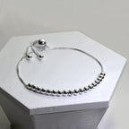 Sterlingsilber Kastenkette & Groß Kugelkette Verstellbar Armband