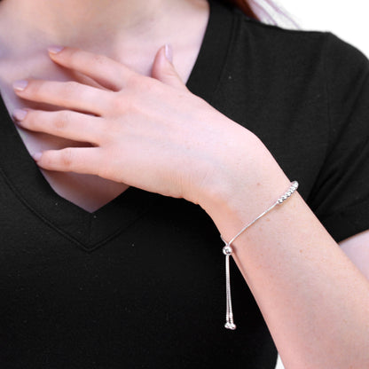 Sterlingsilber Kastenkette & Groß Kugelkette Verstellbar Armband