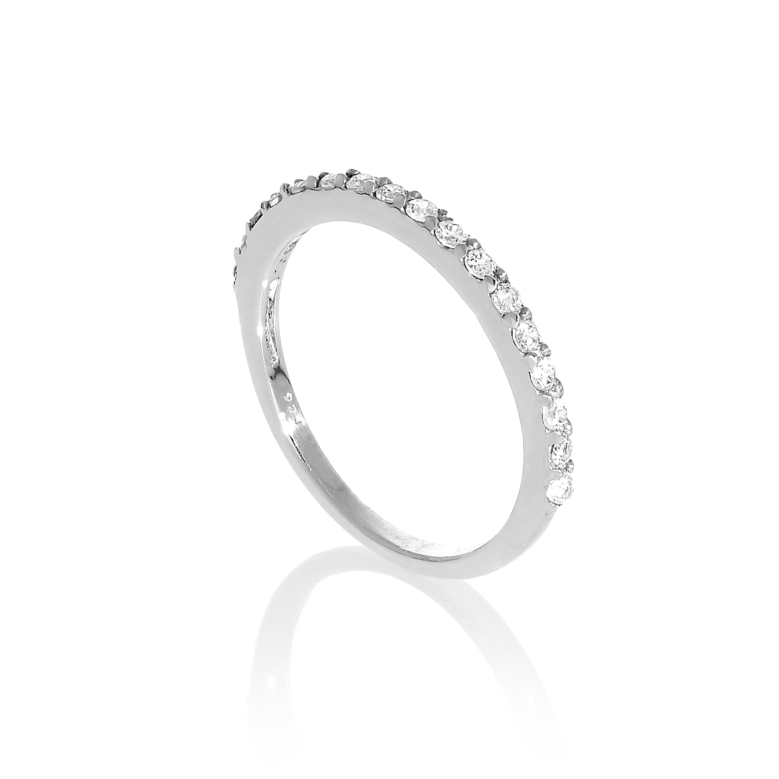 Halber Ewigkeitsring aus Sterlingsilber und klarem Zirkonia, Größe H–W