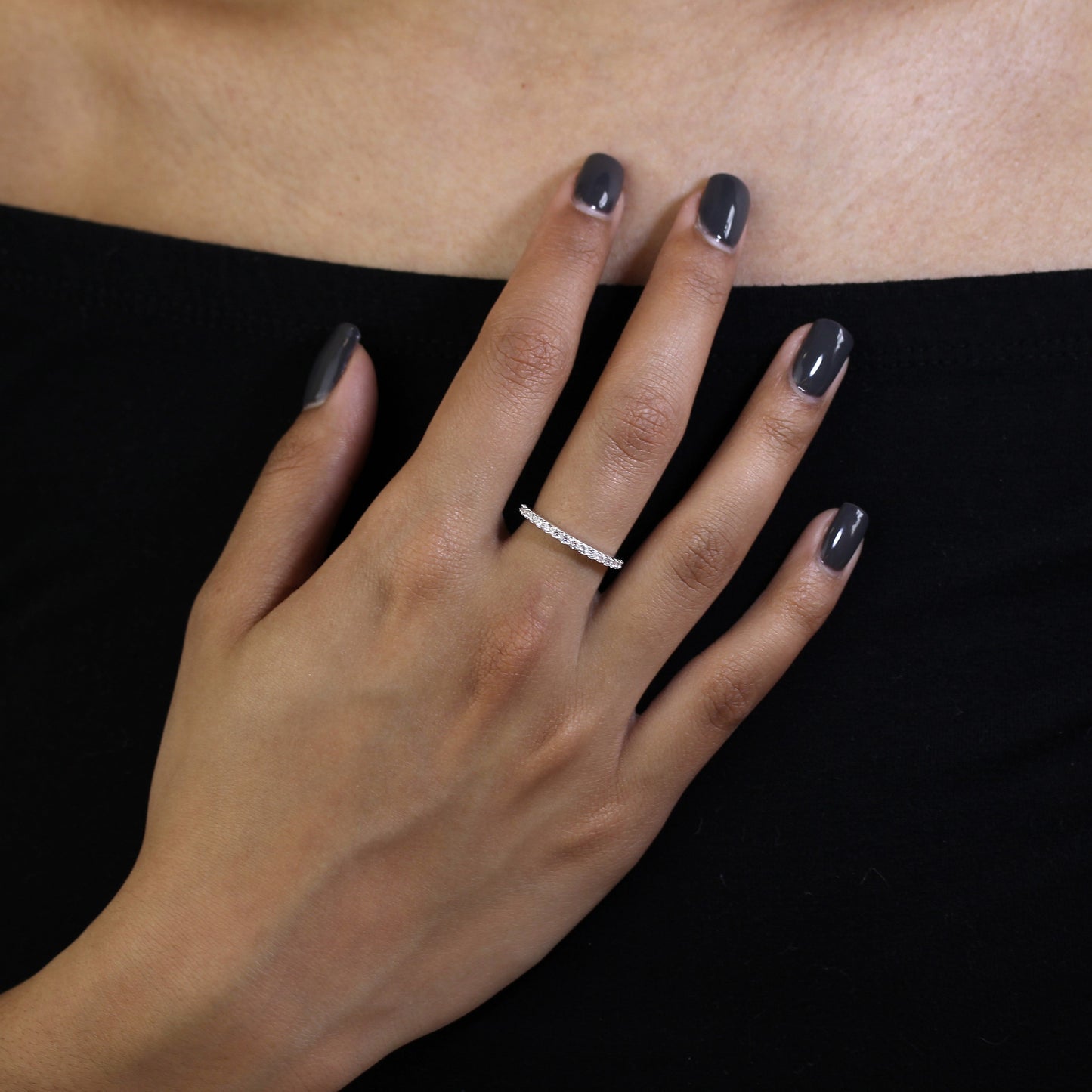 Halber Ewigkeitsring aus Sterlingsilber und klarem Zirkonia, Größe H–W