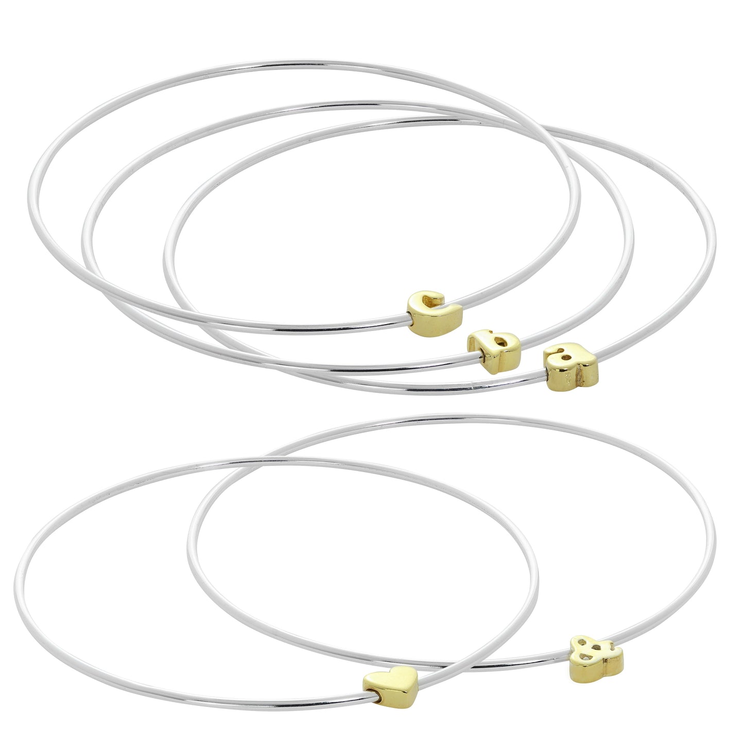 Leichter Sterling Silber Stapelarmreif mit Buchstabenperlen A - Z