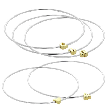 Leichter Sterling Silber Stapelarmreif mit Buchstabenperlen A - Z