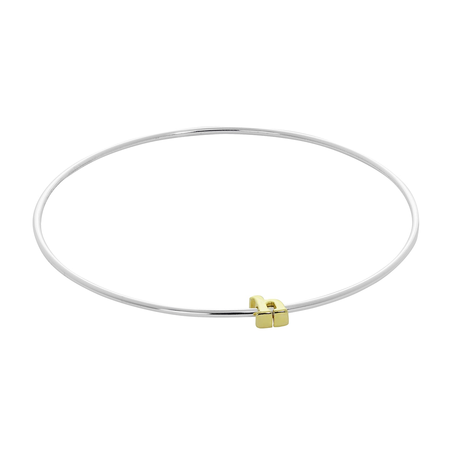 Leichter Sterling Silber Stapelarmreif mit Buchstabenperlen A - Z