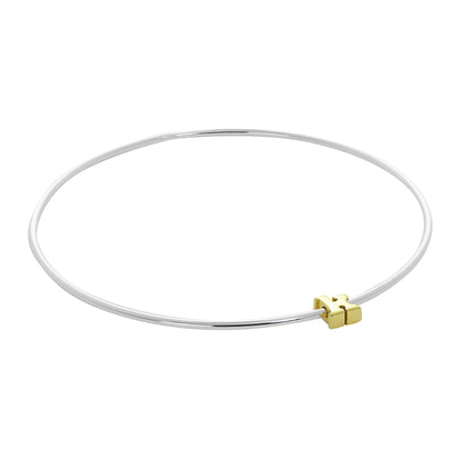 Leichter Sterling Silber Stapelarmreif mit Buchstabenperlen A - Z