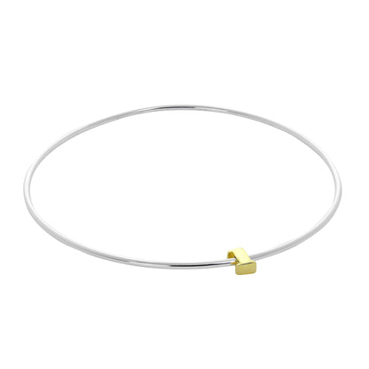 Leichter Sterling Silber Stapelarmreif mit Buchstabenperlen A - Z