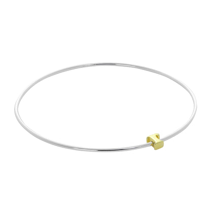 Leichter Sterling Silber Stapelarmreif mit Buchstabenperlen A - Z