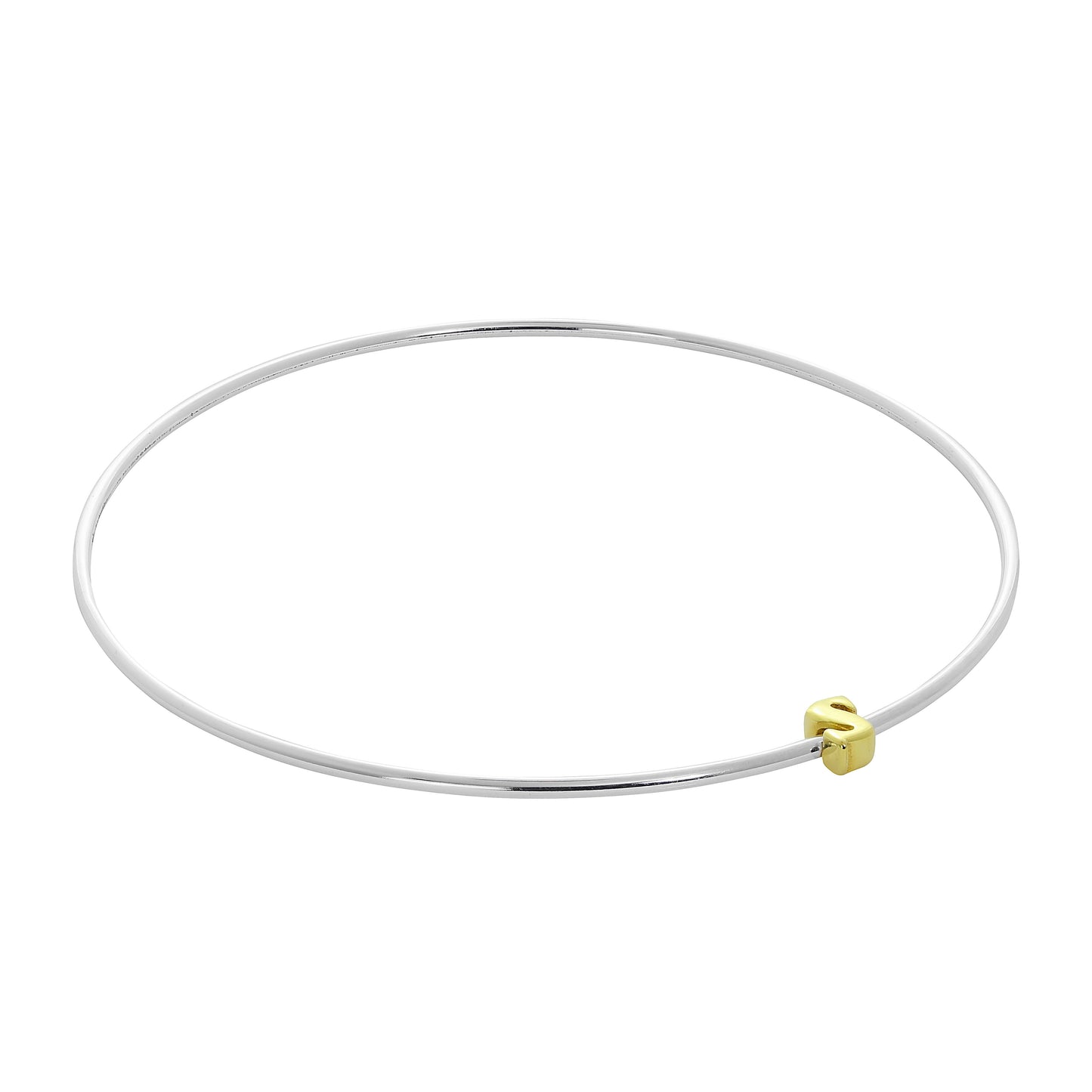 Leichter Sterling Silber Stapelarmreif mit Buchstabenperlen A - Z