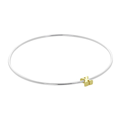 Leichter Sterling Silber Stapelarmreif mit Buchstabenperlen A - Z