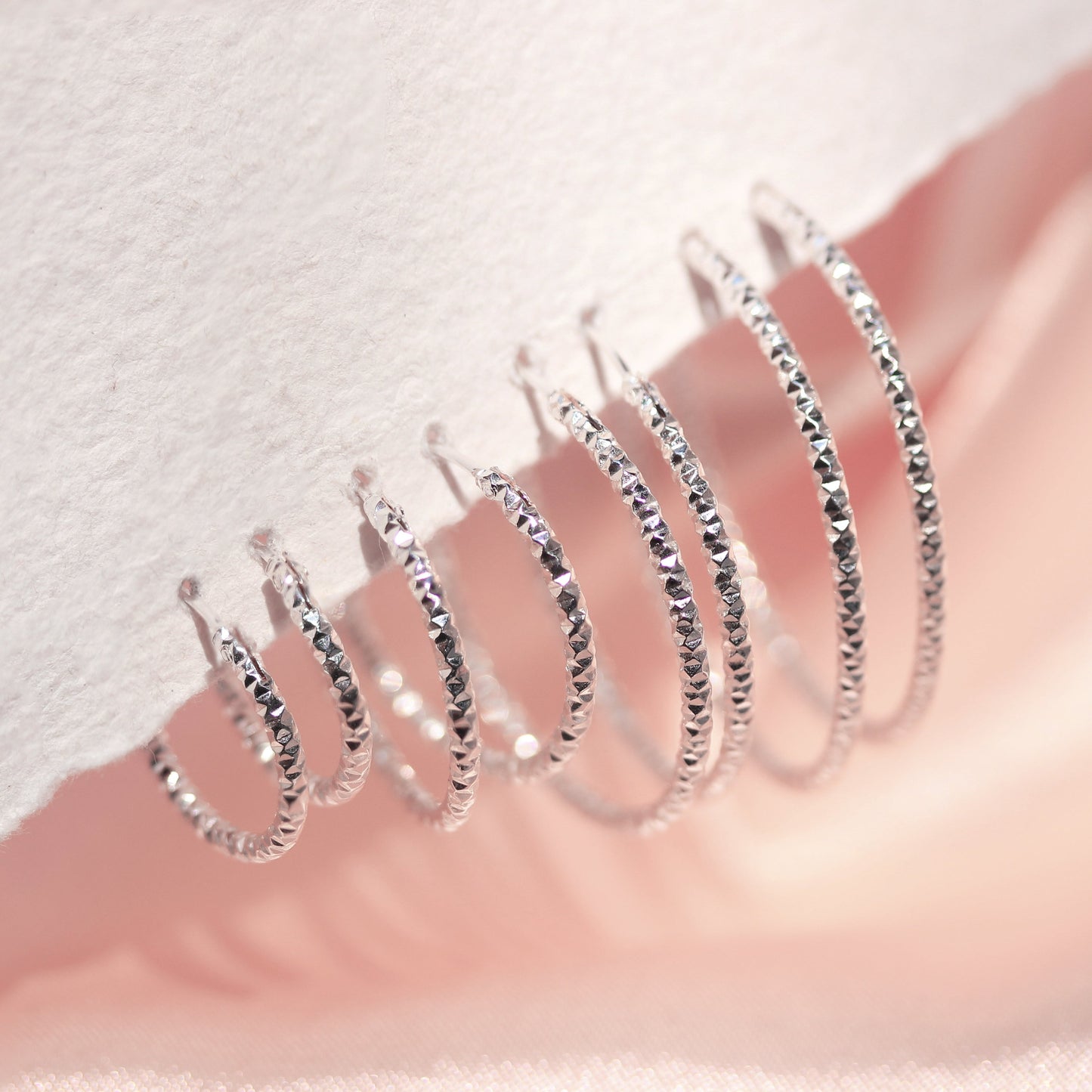 Sterling Silber Ohrringe mit Diamantschliff 15mm 18mm 25mm 28mm