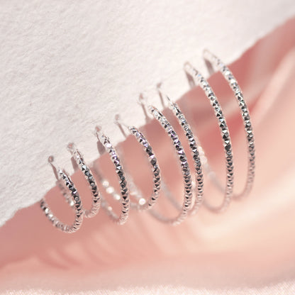 Sterling Silber Ohrringe mit Diamantschliff 15mm 18mm 25mm 28mm